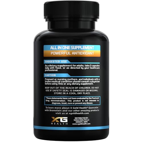 X Gold Immune Support - Quercetin 1000mg, NAC 1000mg, Zinc + D3+K2 | 120 Caps