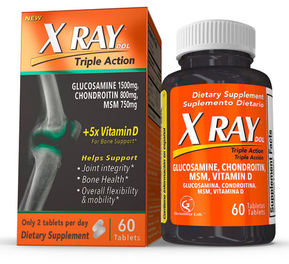 X Ray Dol Triple Action Joint Support – Glucosamine 1500mg, Chondroitin 800mg, MSM 750mg, Vitamin D 2000IU – 60 Tablets