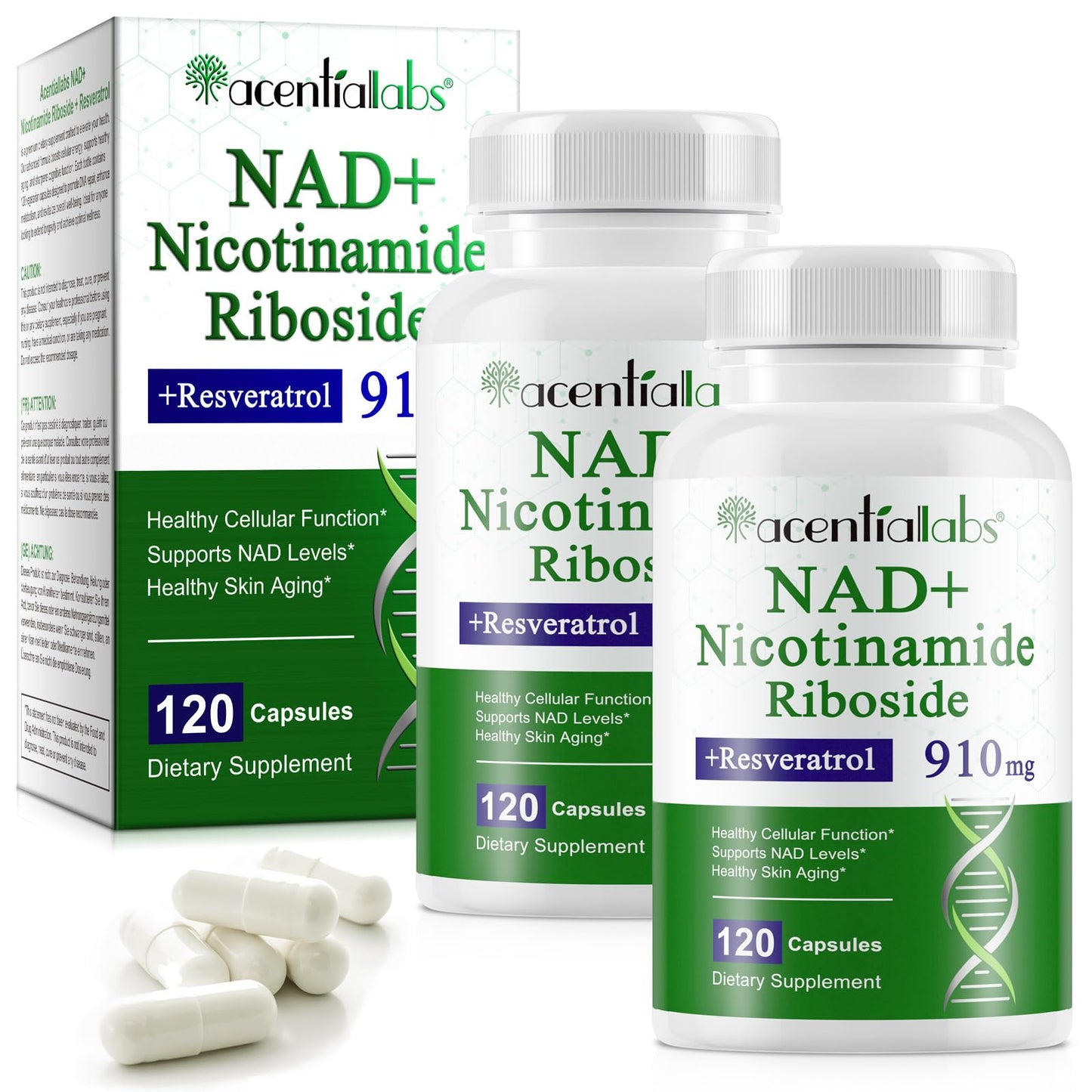 Xaarty 2Pack NAD Supplement – 910mg Liposomal NAD for Women & Men, 240 Capsules