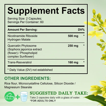 Xaarty 2Pack NAD Supplement – 910mg Liposomal NAD for Women & Men, 240 Capsules