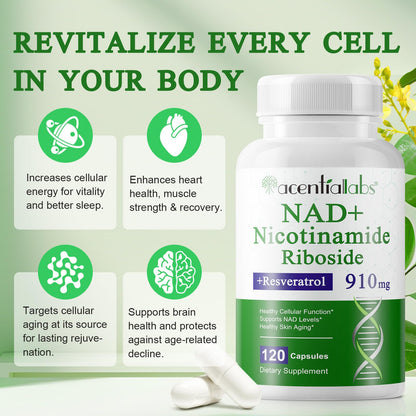 Xaarty 2Pack NAD Supplement – 910mg Liposomal NAD for Women & Men, 240 Capsules