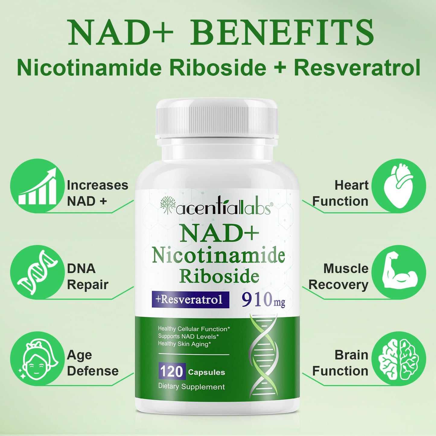 Xaarty 2Pack NAD Supplement – 910mg Liposomal NAD for Women & Men, 240 Capsules