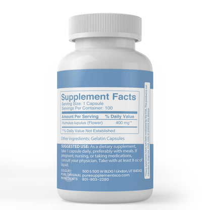 Pure Original Ingredients Hops Extract Capsules – 100 Count, Always Pure, No Additives, Lab Verified