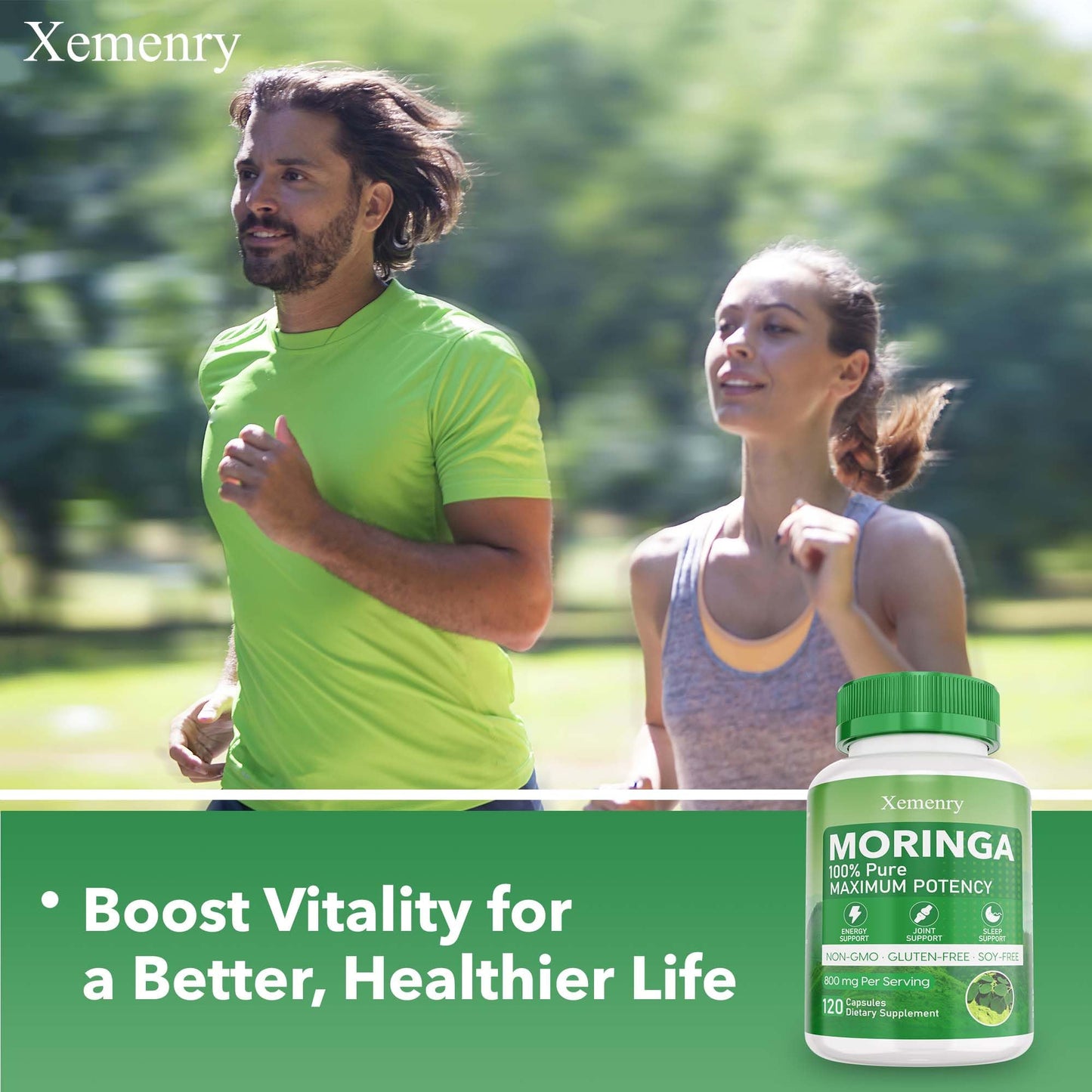Xemenry Moringa Capsules 800mg | Energy, Immune & Gut Health - 120 Caps