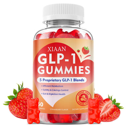 XIAAN GLP-1 Gummies - Natural GLP-1 Supplement with Berberine & Akkermansia Probiotic, Sugar-Free Strawberry 60 Count