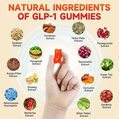 XIAAN GLP-1 Gummies - Natural GLP-1 Supplement with Berberine & Akkermansia Probiotic, Sugar-Free Strawberry 60 Count
