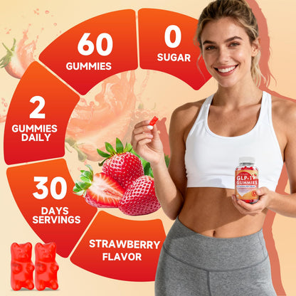 XIAAN GLP-1 Gummies - Natural GLP-1 Supplement with Berberine & Akkermansia Probiotic, Sugar-Free Strawberry 60 Count