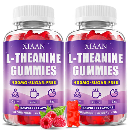 XIAAN L-Theanine Gummies for Kids & Adults – 400mg Chewable L-Theanine, Calm, Zzz & Relaxation, Vegan & Organic Raspberry Flavor, 120 Counts