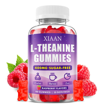 XIAAN L-Theanine Gummies – 400mg, Calm & Sleep Support (Vegan Raspberry)