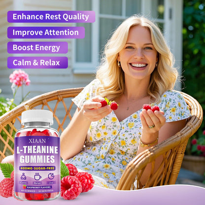 XIAAN L-Theanine Gummies – 400mg, Calm & Sleep Support (Vegan Raspberry)