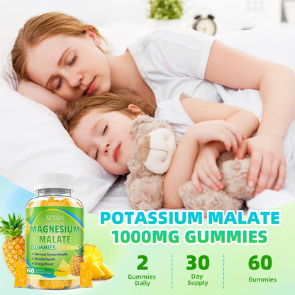 XIAAN Magnesium Malate Gummies 1000mg – CoQ10, L-Theanine & Vitamin B6 | Sugar-Free Pineapple
