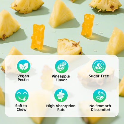 XIAAN Magnesium Malate Gummies 1000mg – CoQ10, L-Theanine & Vitamin B6 | Sugar-Free Pineapple