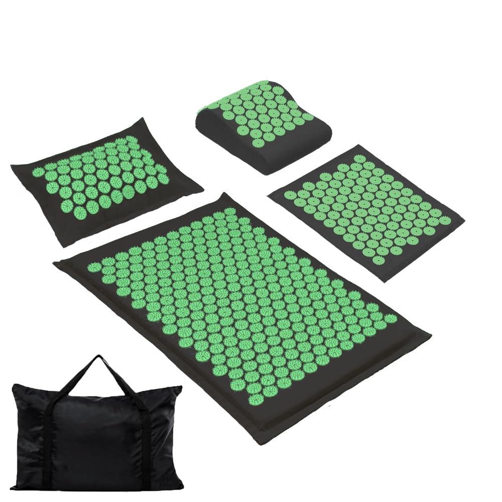 XiaoMaGe Acupressure Mat & Pillow Set – Pain Relief & Relaxation (Black)