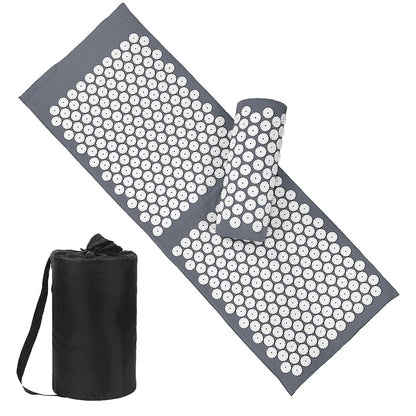 XiaoMaGe Acupressure Mat & Pillow Set – Gray, Back Pain Relief