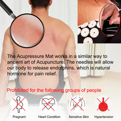 XiaoMaGe Acupressure Mat & Pillow Set – Gray, Back Pain Relief