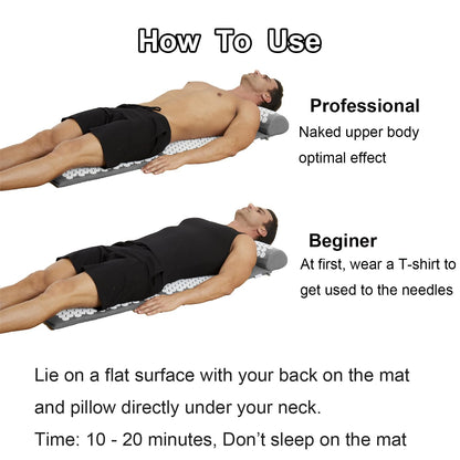 XiaoMaGe Acupressure Mat & Pillow Set – Gray, Back Pain Relief