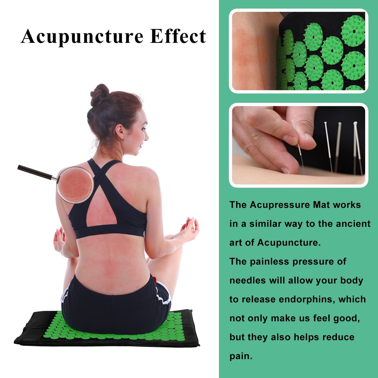 XiaoMaGe Acupressure Mat & Pillow Set – Pain Relief & Relaxation (Black)