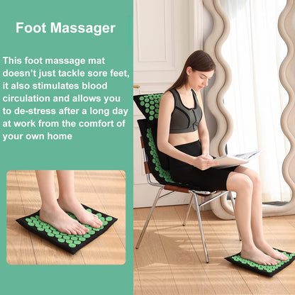 XiaoMaGe Acupressure Mat & Pillow Set – Pain Relief & Relaxation (Black)