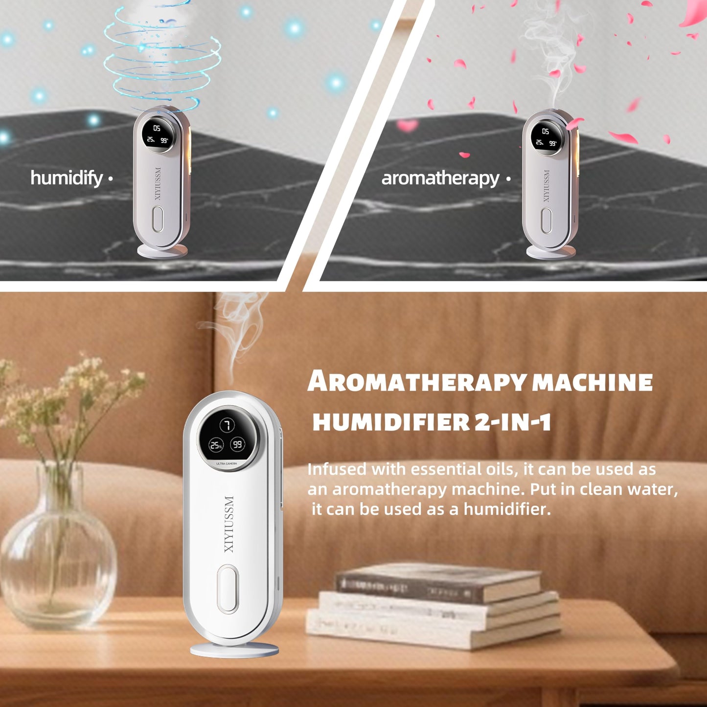 XIYIUSSM Waterless Diffuser – 7 Mist Modes, 1800mAh Battery