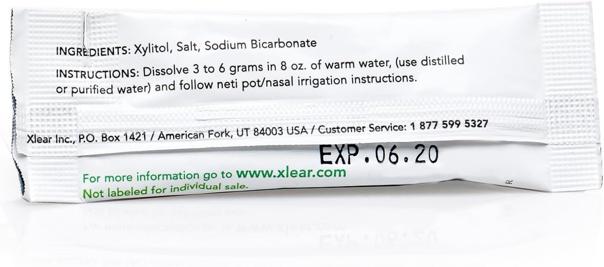 Xlear Natural Xylitol Nasal Irrigation System with 6 Saline Packets & Sinus Rinse Bottle – Pack of 2