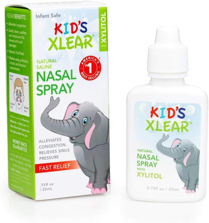 Xlear Natural Xylitol Saline Nasal Spray for Kids — Daily Decongestant & Nose Moisturizer (0.75 fl oz)