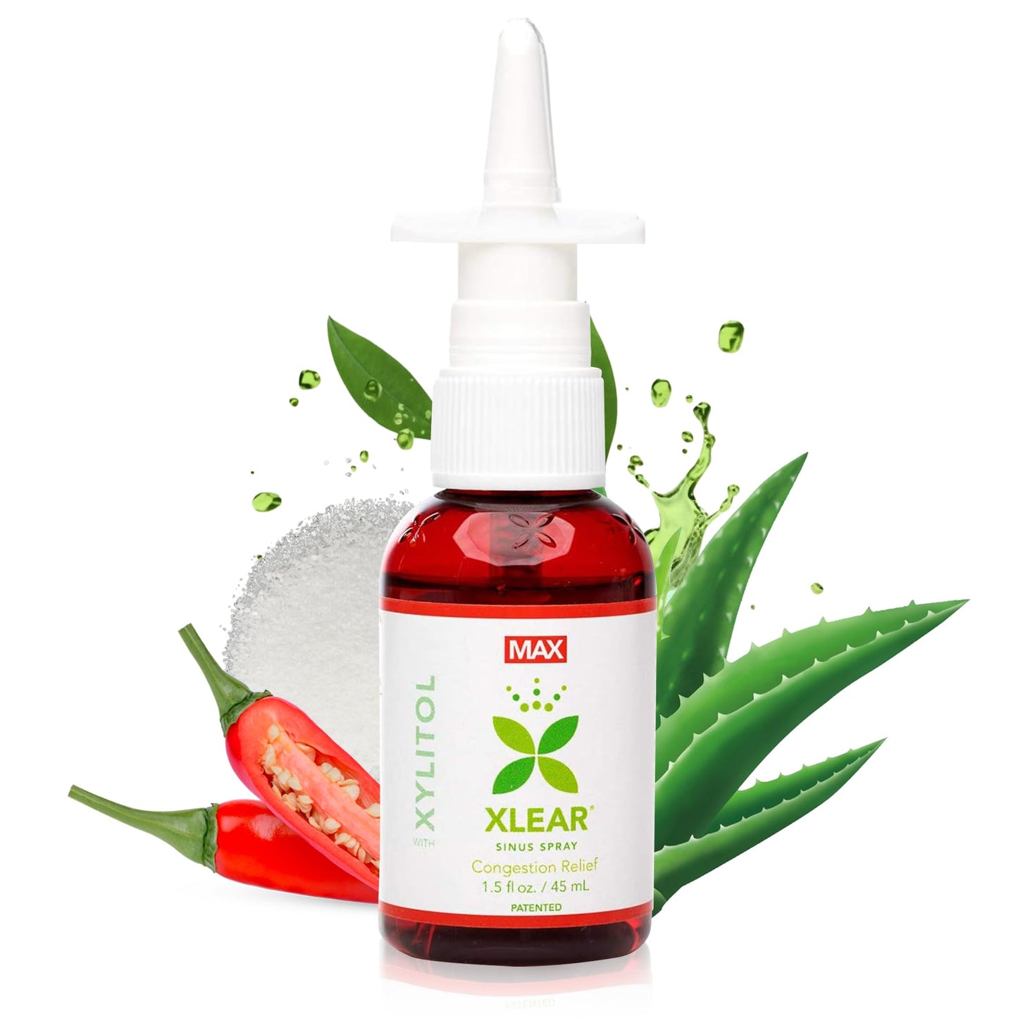 Xlear MAX Natural Xylitol Saline Nasal Spray with Capsicum & Aloe | Fast-Acting Sinus Relief 1.5 fl oz