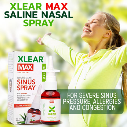 Xlear Allergy Relief Kit | All-Day Nasal Spray, Neti Pot & 50 Refill Packets