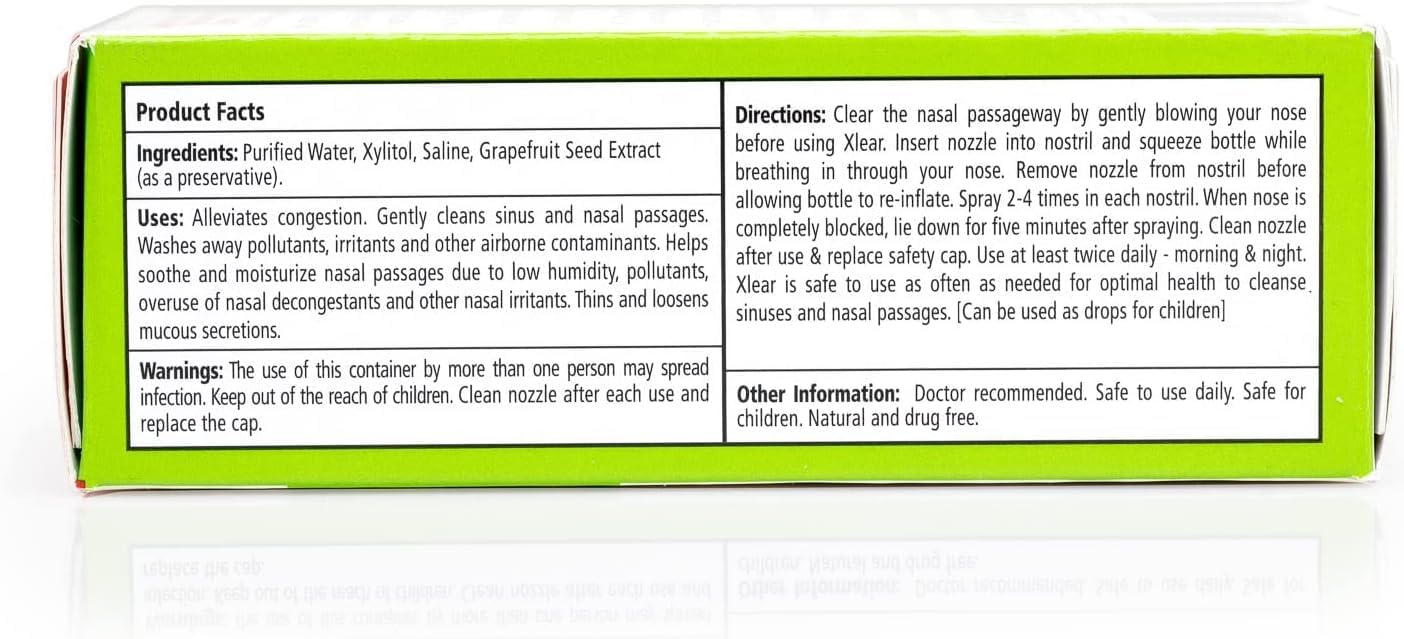 Xlear Natural Saline Nasal Spray with Xylitol – Gentle, All-Ages Nasal Moisturizer