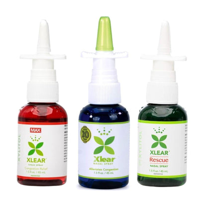 Xlear Natural Xylitol Nasal Spray – Power Trio Bundle (Regular, Rescue & Max) 1.5 fl oz x3