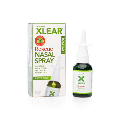 Xlear Rescue Natural Nasal Spray with Xylitol, Oregano & Tea Tree — Pack of 2, 1.5 fl oz Each