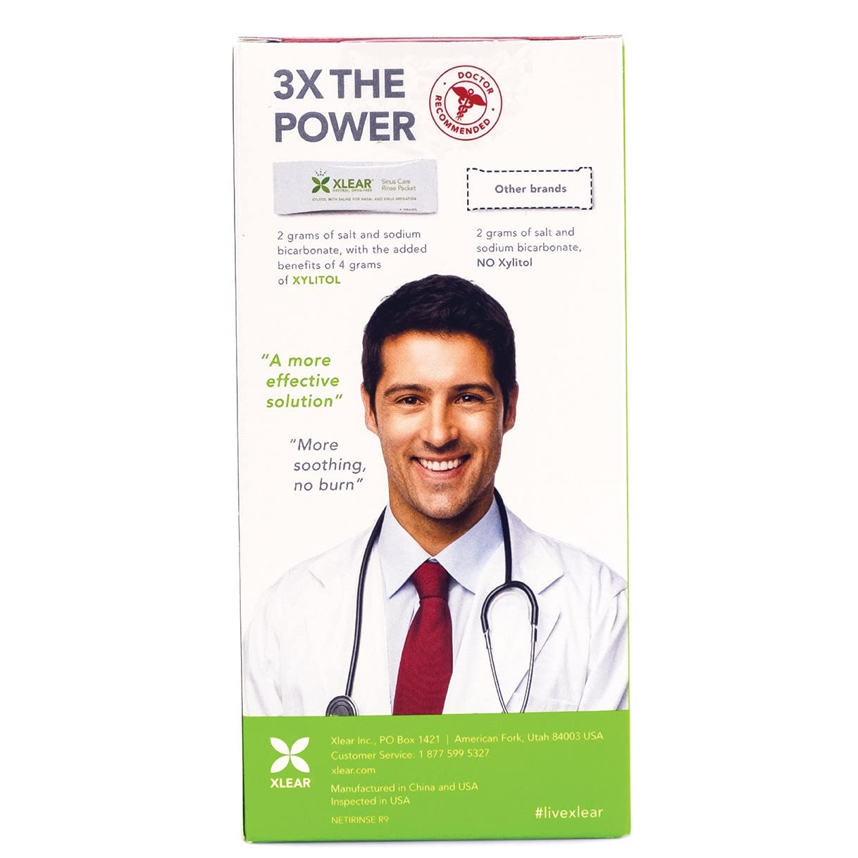 Xlear Natural Xylitol Nasal Irrigation System | 6 Saline Packets + 1 Sinus Rinse Bottle (Pack of 3)