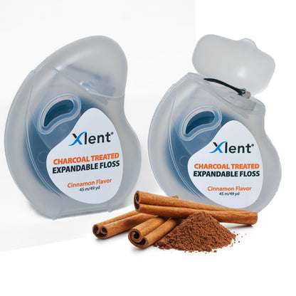 Xlent Expandable Floss – Activated Charcoal, Xylitol, Cinnamon | Pack of 2