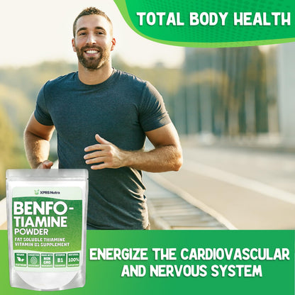 XPRS Nutra Benfotiamine Powder (Thiamine) - Fat Soluble Happy Heart Thiamine Supplement - Advanced Vitamin B1 Benfotiamine for a Cognitive Boost - Vegan Friendly Benfotamine Powder (1 Ounce)