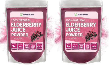 XPRS Nutra Elderberry Juice Powder - Organic Elderberry Powder, Vitamin A & C - 8 oz Pack of 2
