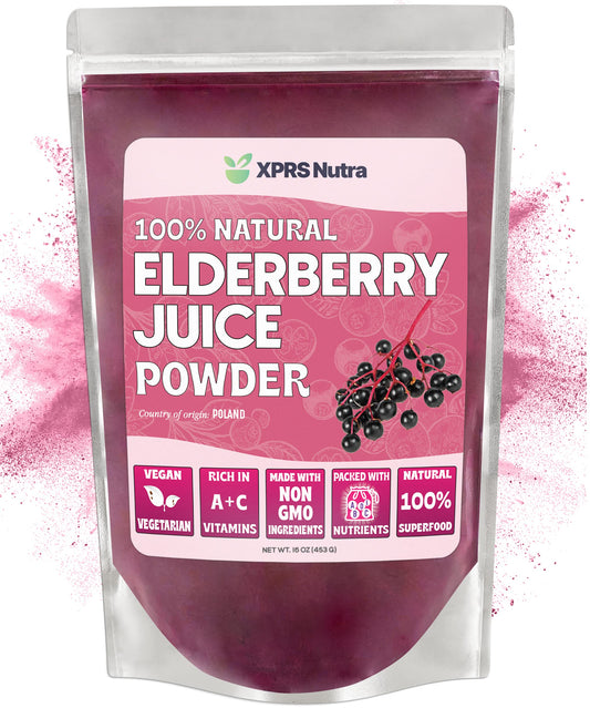 XPRS Nutra Elderberry Juice Powder – Organic Elderberry Powder (16 oz) | Vitamin A & C BritishVita | Premium UK Vitamins & Wellness Supplements