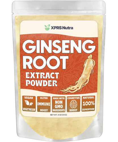 XPRS Nutra Ginseng Root Extract Powder – Panax Ginseng (4 oz) – Immune, Cognition & Performance – Vegan