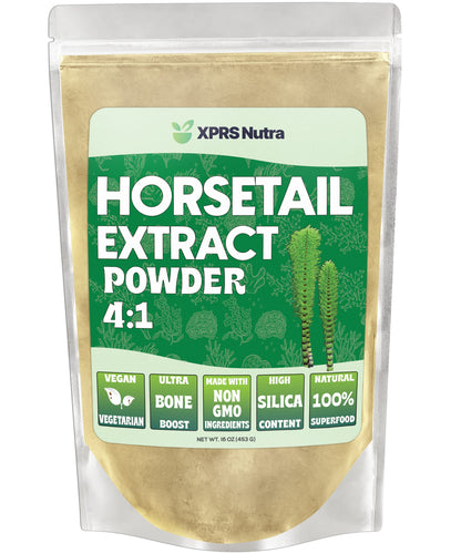 XPRS Nutra Horsetail Extract Powder – High Potency Silica for Hair, Nails & Bones – Vegan, 16 oz