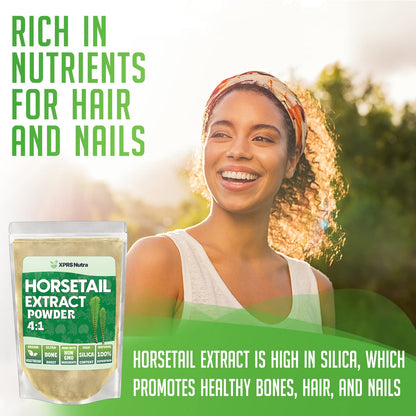 XPRS Nutra Horsetail Extract Powder – High Potency Silica for Hair, Nails & Bones – Vegan, 16 oz