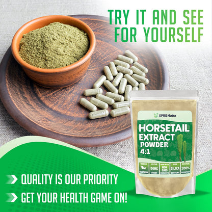 XPRS Nutra Horsetail Extract Powder – High Potency Silica for Hair, Nails & Bones – Vegan, 16 oz