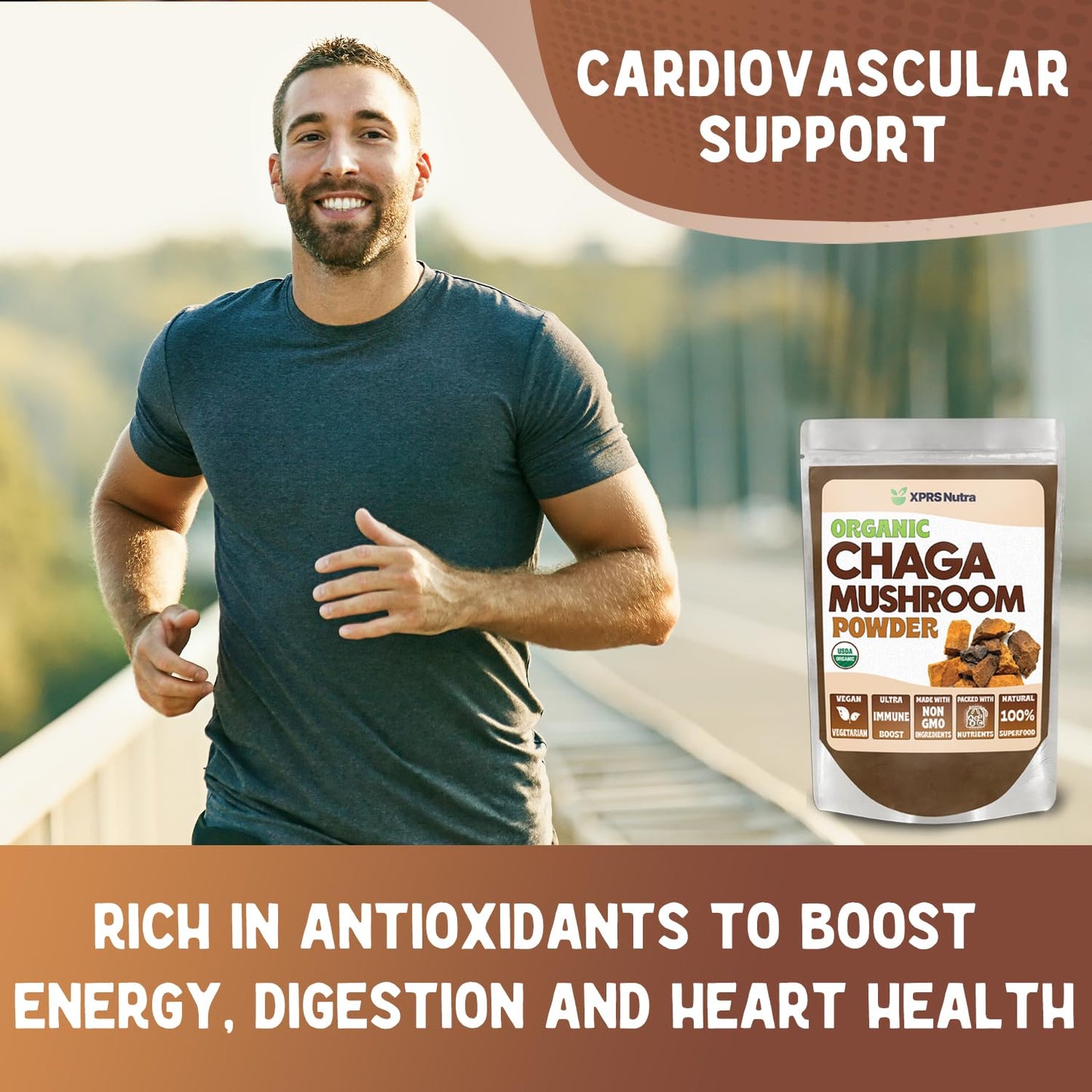 XPRS Nutra Organic Chaga Mushroom Powder - Premium USDA Organic Chaga (4 oz)