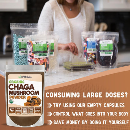 XPRS Nutra Organic Chaga Mushroom Powder - Premium USDA Organic Chaga (4 oz)