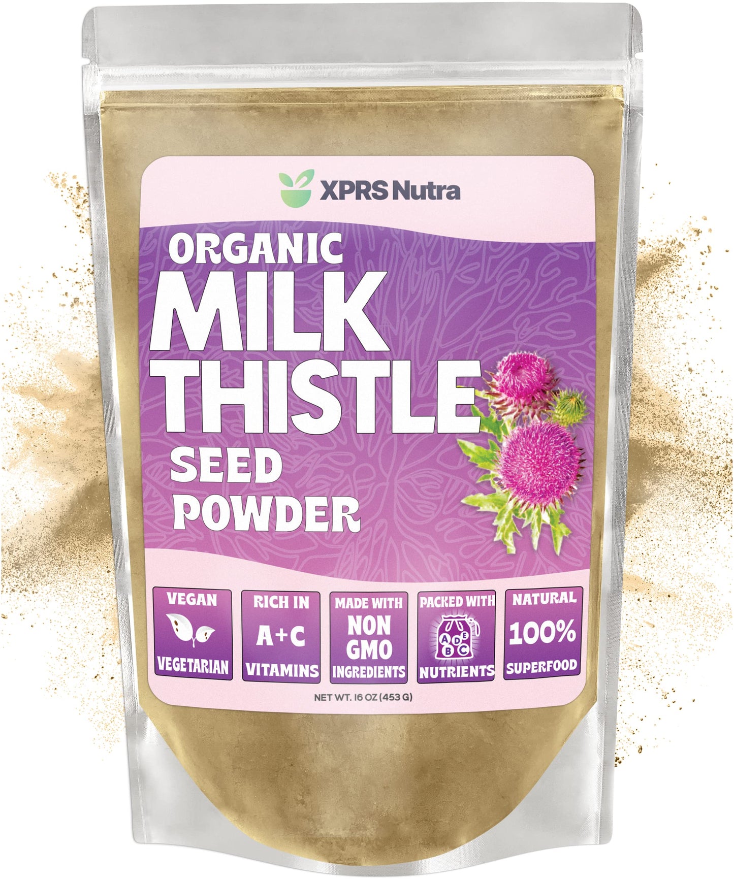 XPRS Nutra Organic Milk Thistle Seed Powder 16oz – Silymarin & Antioxidants