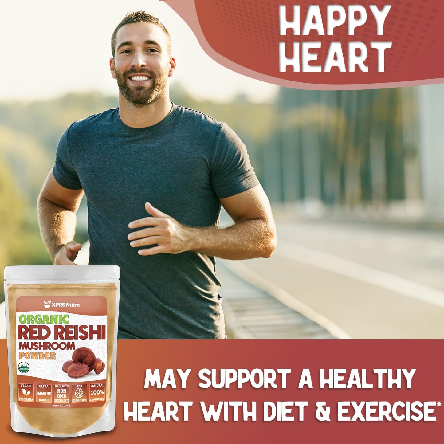 XPRS Nutra Organic Red Reishi Powder - 16 oz | Cognition & Longevity (Vegan)