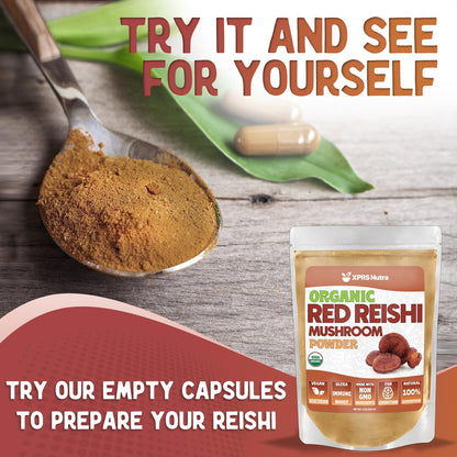 XPRS Nutra Organic Red Reishi Powder - 16 oz | Cognition & Longevity (Vegan)