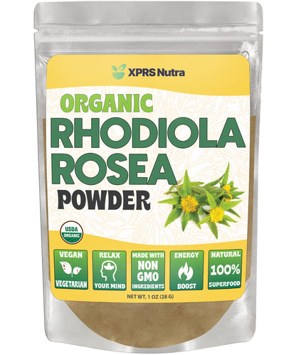 XPRS Nutra Organic Rhodiola Rosea Powder – USDA Organic, Vegan, Cognition & Energy (1 oz)