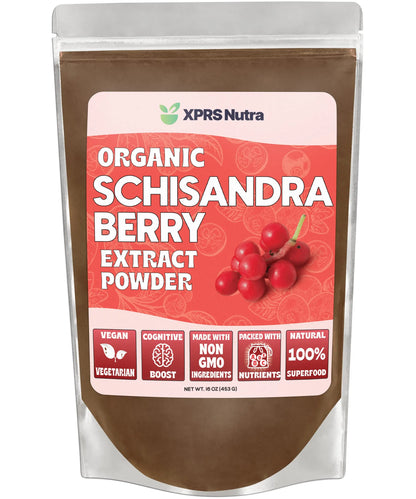 XPRS Nutra Organic Schisandra Berry Powder Extract | USDA Organic, Cognition & Immunity (16 oz) BritishVita | Premium UK Vitamins & Wellness Supplements