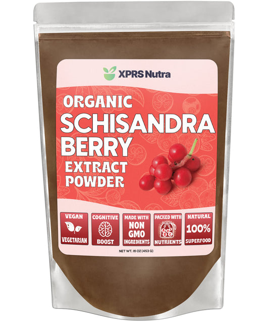 XPRS Nutra Organic Schisandra Berry Powder Extract | USDA Organic, Cognition & Immunity (16 oz) BritishVita | Premium UK Vitamins & Wellness Supplements