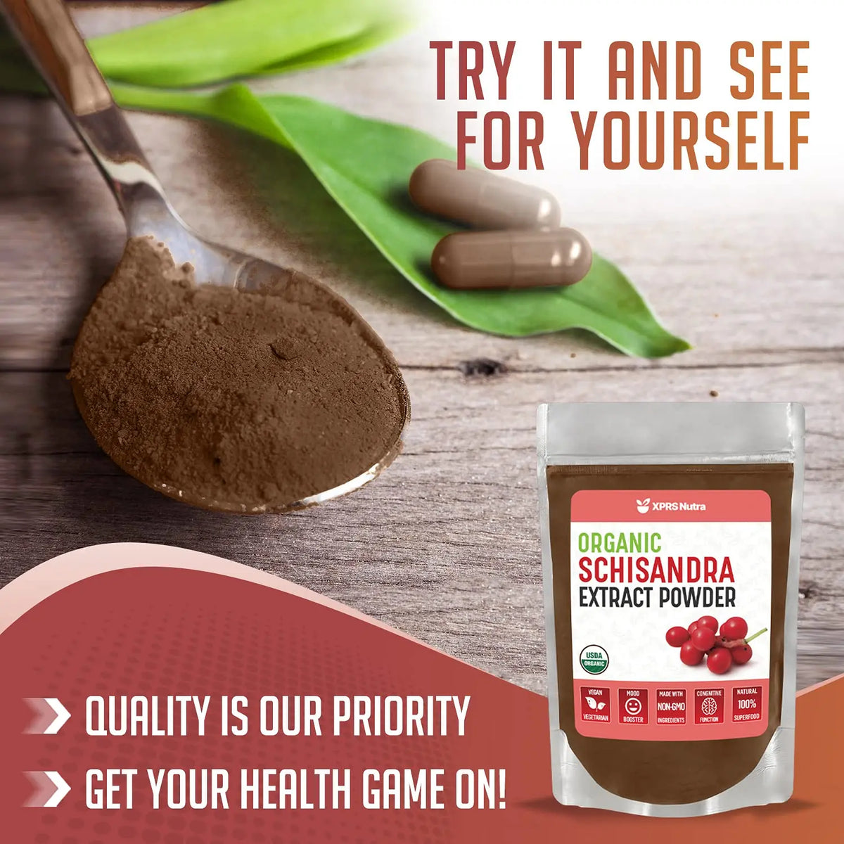 XPRS Nutra Organic Schisandra Berry Powder Extract | USDA Organic, Cognition & Immunity (16 oz) BritishVita | Premium UK Vitamins & Wellness Supplements