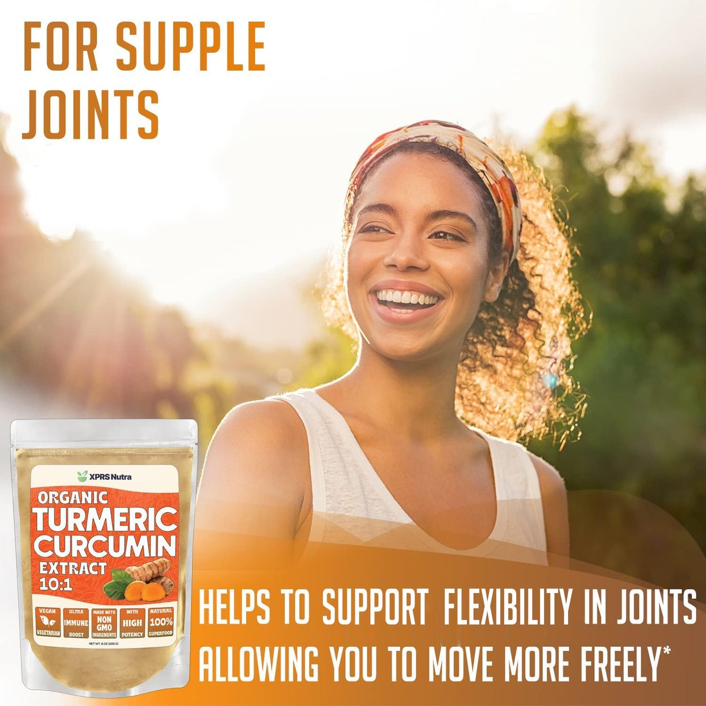 XPRS Nutra Organic Turmeric Curcumin Powder 10:1 – USDA Organic, 8 oz
