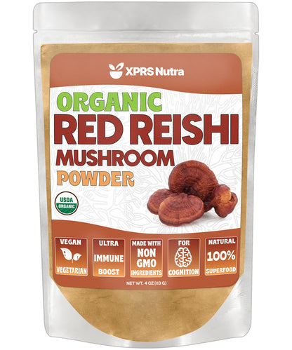 XPRS Nutra Organic Red Reishi Powder 4oz – Cognition & Energy (Vegan)